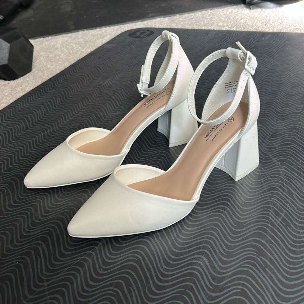 White Block Heels